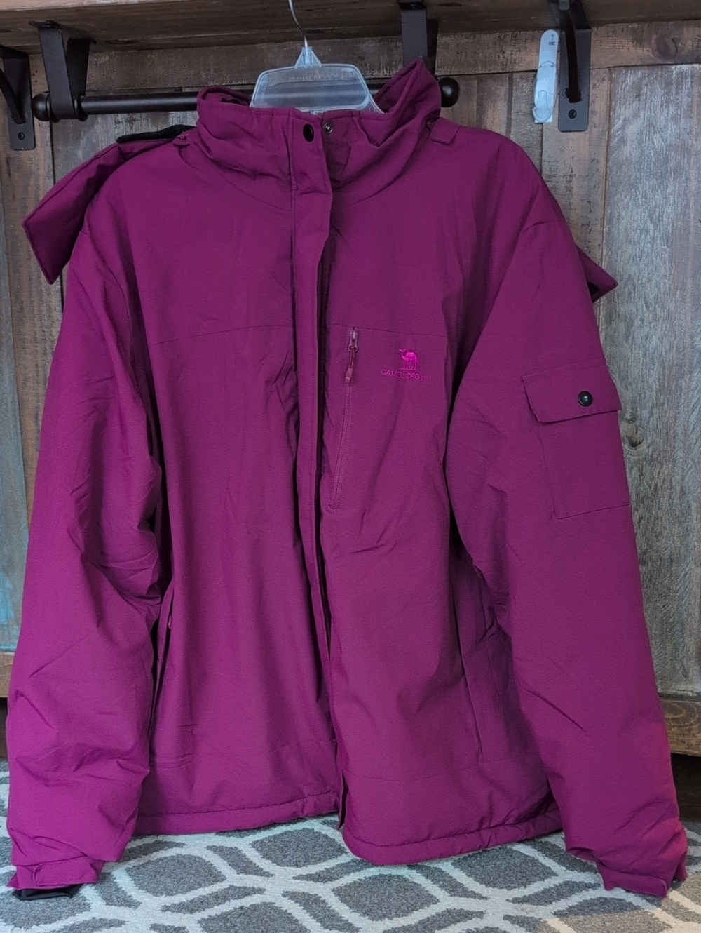 Camel Crown Berry Fleece Lined 5-Pocket Ski Jacket Removable Hood - Women's XXXL